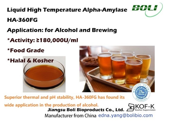 HA 360FG Alpha Amylase Enzyme lỏng Nhiệt độ cao 180000 U / Ml