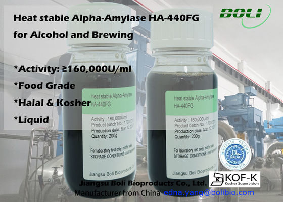 Sử dụng thực phẩm lỏng Enzim làm bia Nhiệt độ cao Alpha Amylase Ha-440fg 160000u / Ml