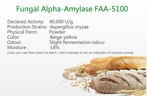 Fungal Alpha Amylase FAA-5100 để nướng 80000U / G Enzyme bột