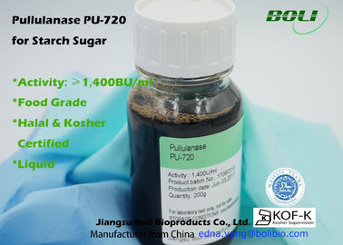 Loại thực phẩm Pullulanase PU-720, 1.400 BU / ml Enzyme trong công nghiệp thực phẩm để sản xuất xi-rô Glucose cao