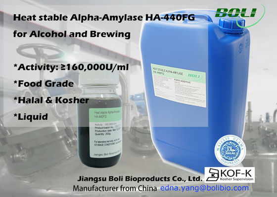 Sử dụng thực phẩm lỏng Enzim làm bia Nhiệt độ cao Alpha Amylase Ha-440fg 160000u / Ml