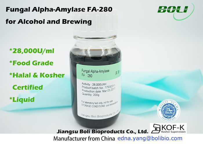 Chất lỏng Fungal Alpha Amylase FA-280, Hoạt động ổn định Alpha Amylase Enzyme Sản xuất bia không biến đổi gen