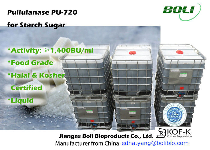 Loại thực phẩm Pullulanase PU-720, 1.400 BU / ml Enzyme trong công nghiệp thực phẩm để sản xuất xi-rô Glucose cao